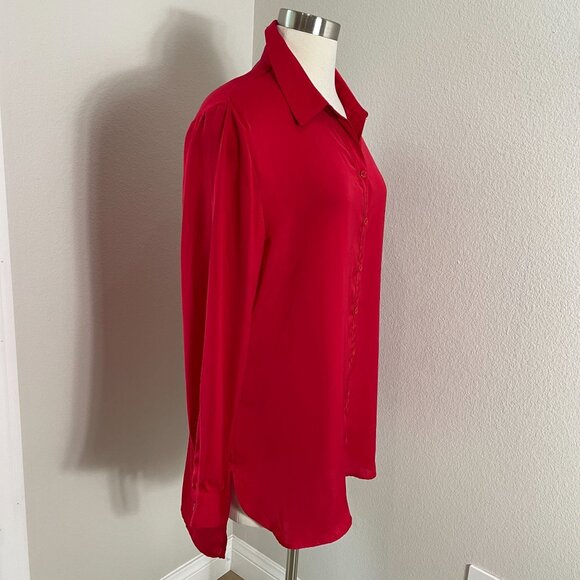 Chicos Womens Large Red Button Up Long Sleeve Tunic Top Shirt Blouse - Picture 3 of 10